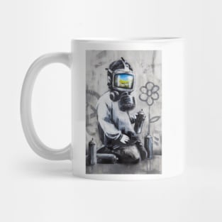 Banksy Gas Mask Boy Art Mug